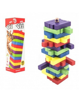 Hra věž Jenga dřevěná barevná 60 ks