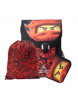 LEGO Ninjago Red EASY - školní aktovka, 3 dílný set