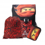 LEGO Ninjago Red EASY - školní aktovka, 3 dílný set